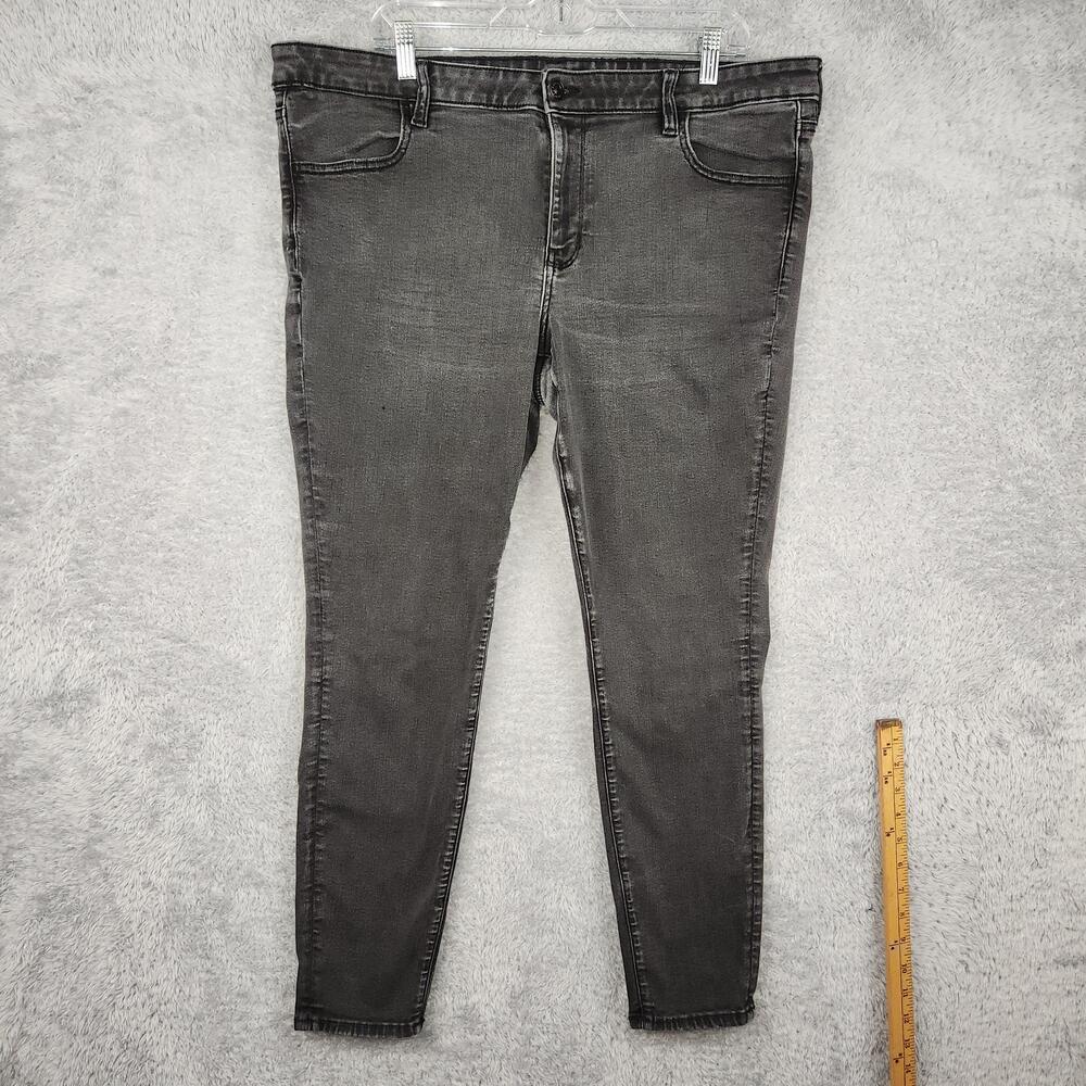 American Eagle Jeans Womens 18 Gray Charcoal Mid Rise Jegging Grunge Stretch